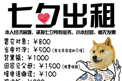 2018七夕情人节男女出租表情包图片大全