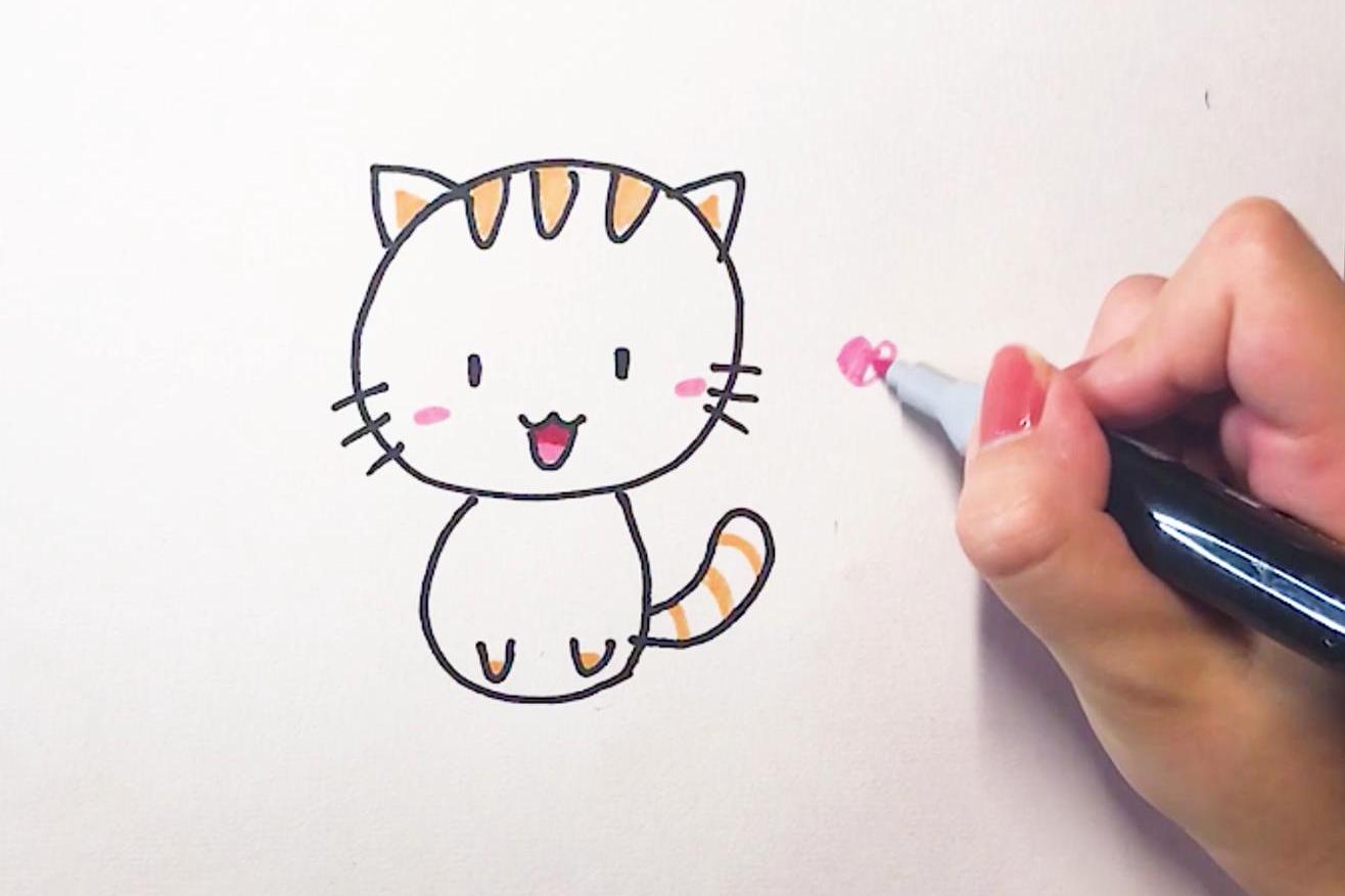 教你画萌萌的小猫咪,画在手抄报手账本上吧