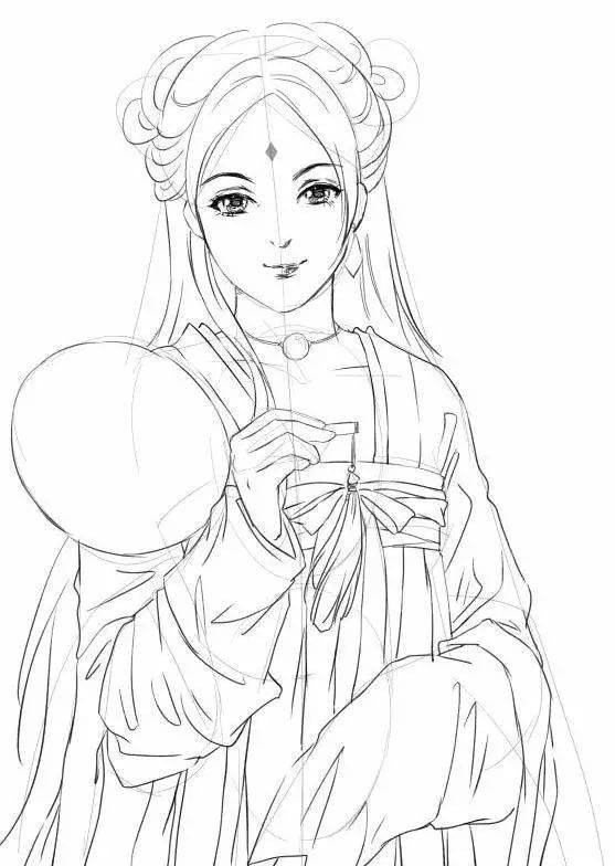 古风人物线稿描绘步骤（sai）