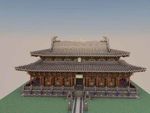 《我的世界》里修建宏伟的中国古代建筑很惊艳