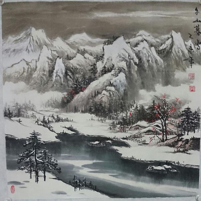 佳作赏析画家莫华娟千山暮雪构图的精巧布局