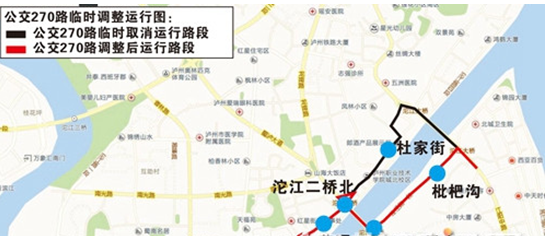 公交270路调整线路图 三,公交270路取消运行迎晖路经杜家街,水电校至