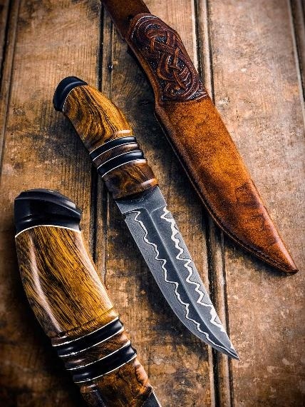 复古制作的大马士革刀,看完都说是世上最美的刀具