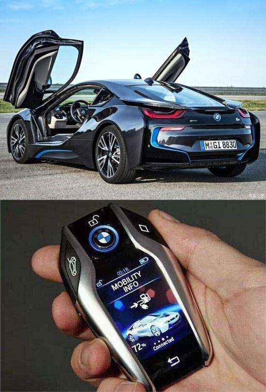 top6:宝马现代科技的巅峰之作bmw i8,本身的电动车特性延续到了钥匙上