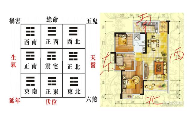 震宅:主卧在东南,夫妻和睦,正东住长子,必成才