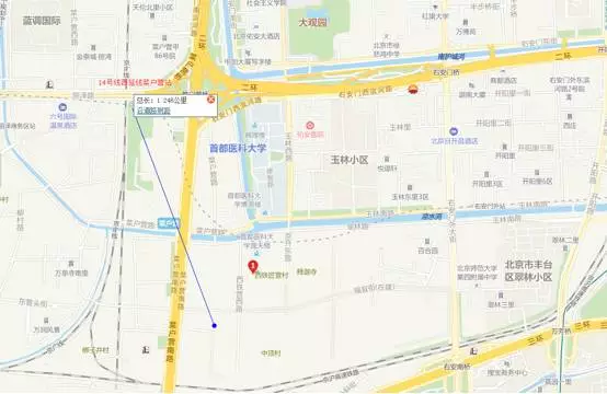 距离项目最近的地铁线路是规划中的地铁14号线西延线菜户营站,和项目