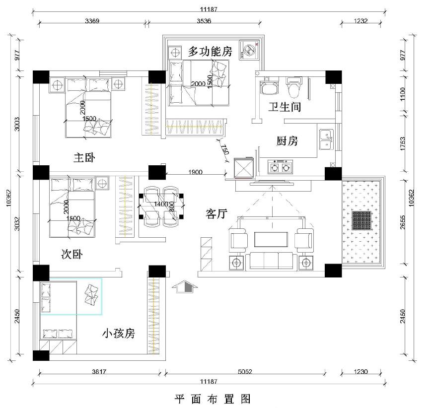 户型 : 三室一厅 面积 : 80平米 装修方式 : 半包 预算 : 6万元 设计