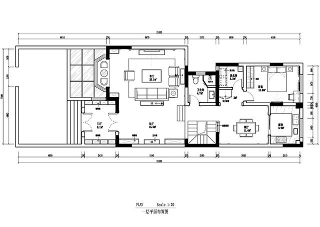 绿都温莎城邦300平新古典装修案例—一层平面户型图