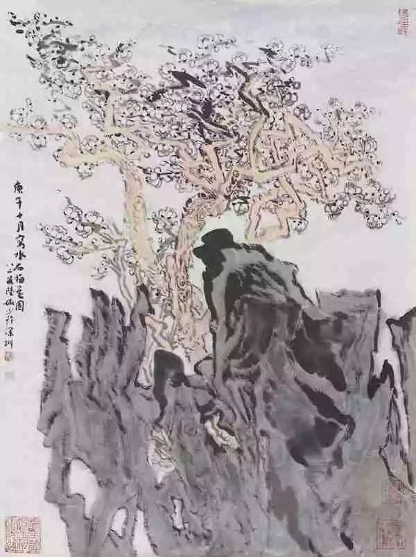 陆俨少 《教妈妈识字》 1956年 陆俨少先生的花鸟画作品多于晚年所作