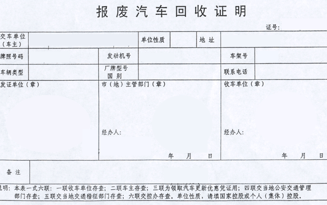 《机动车报废申请表》,然后等待相关人员对车辆和汽车 正文