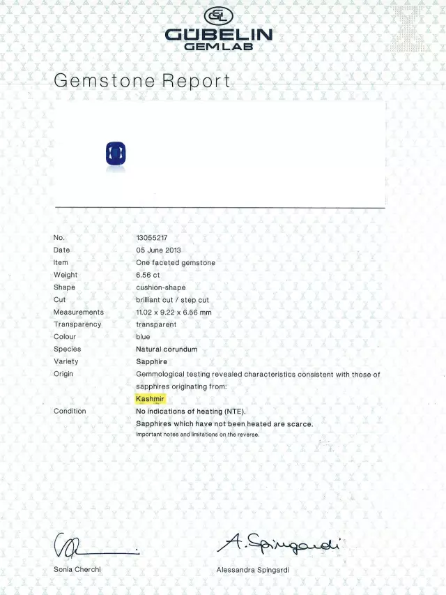56克拉天然克什米尔无瑕蓝宝石戒指 未经加热 附agl证书及agl特装书
