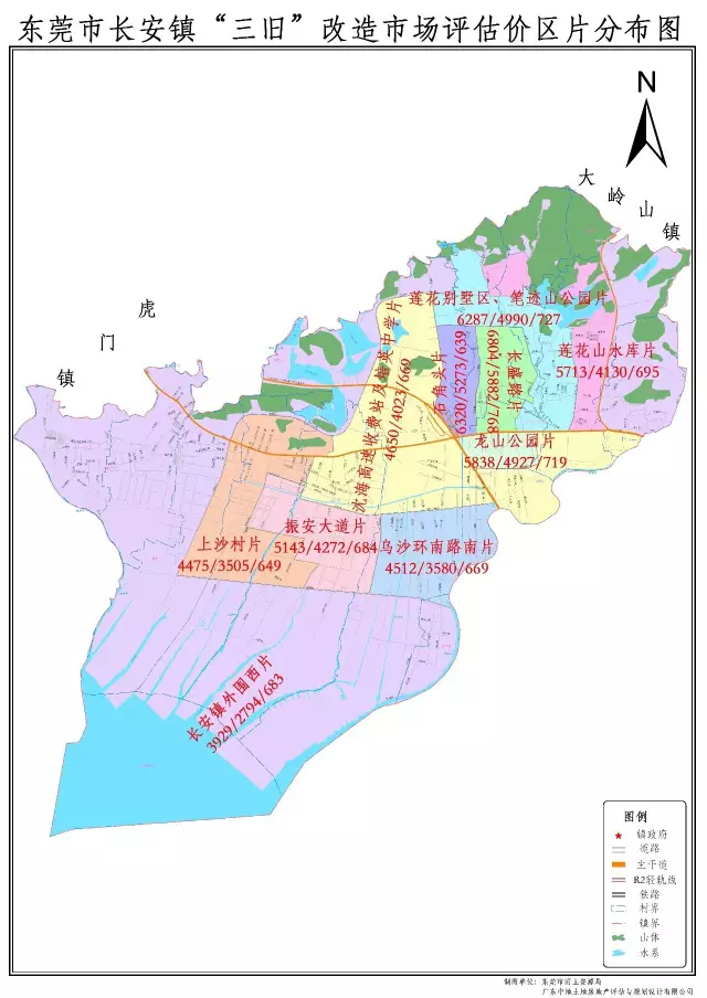 长安镇东莞市市区(点击图片可查看大图)各镇街区片分布图(注:各片区