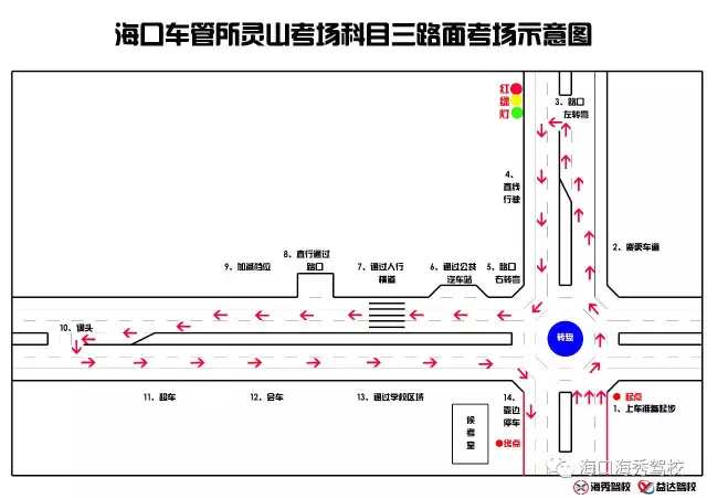 海口考场科目三考场的位置科目三路面考试示意图