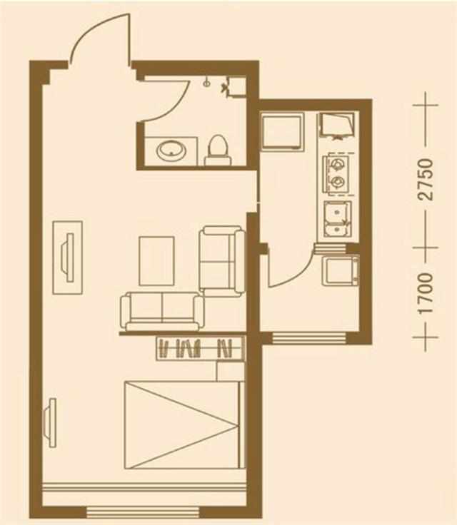 张家口境门华府一室一厅60现代前卫装修案例效果