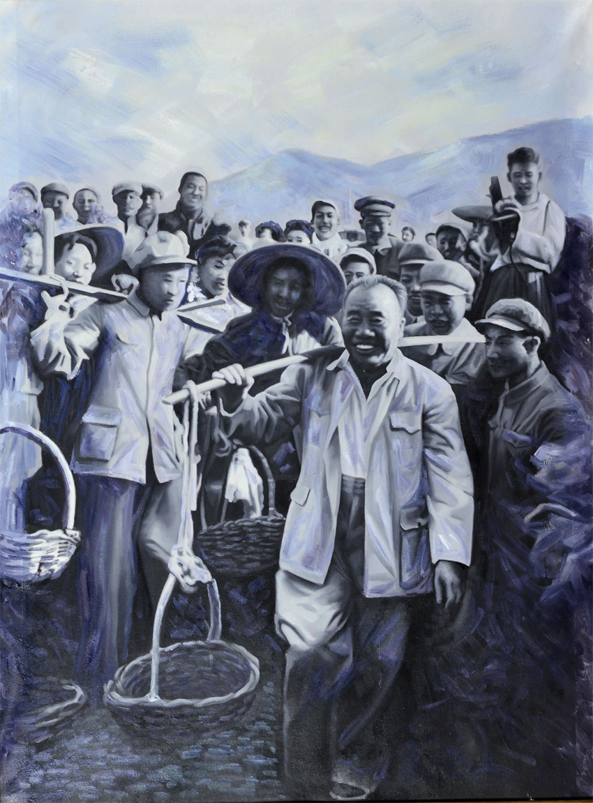 林文革 朱德参加生产劳动 油画(90cm×120cm)