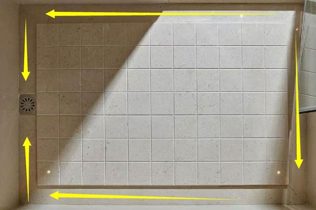 3.淋浴房做拉槽,需要考虑将地漏设计在靠墙的位置,保证不渗水,漏水.