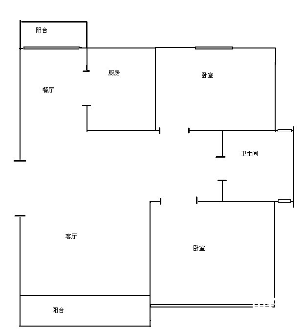 【房源户型】户型:两室两厅一卫 80-90平米