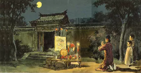 中秋节这天,祭桌上摆放的月饼,水果等,并不是祭祀祖先的,而是祭拜月亮