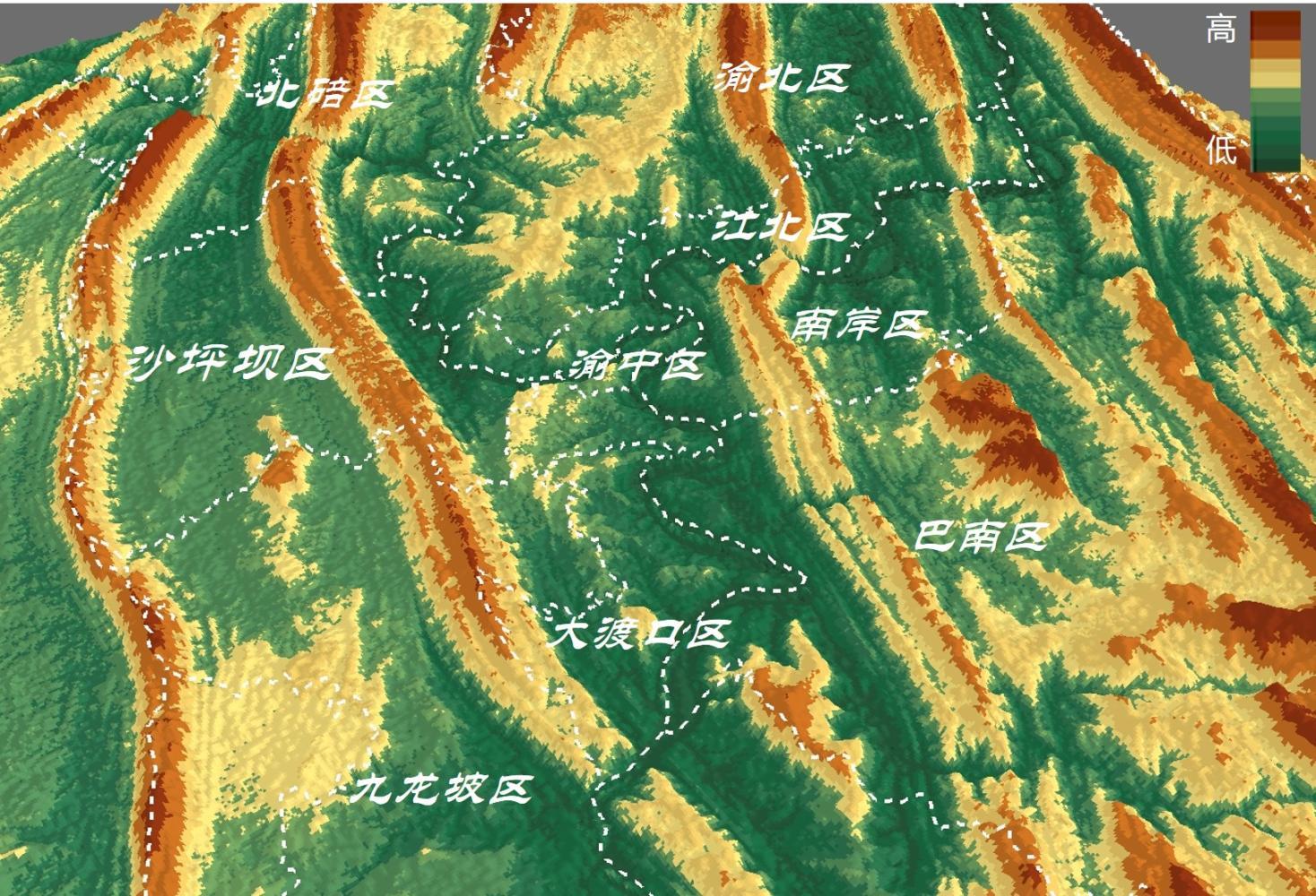 重庆地势图 北京作为平原城市,高山.此处略过