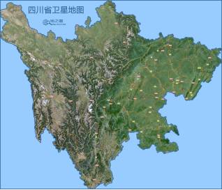 首先,我们来看一张四川省的卫星地图.