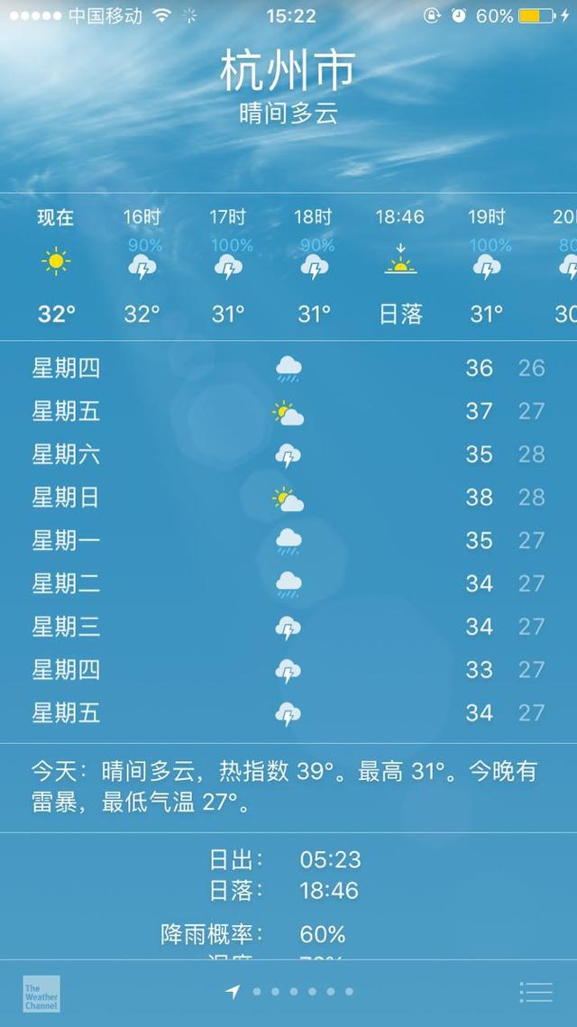 最近,杭州天气开始降温,出现了不少雷雨天气.