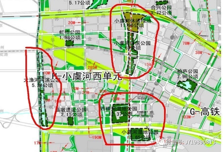 从312国道往北一直到老京沪铁路,还规划了 小虞河河滨公园 小虞河