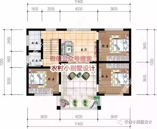 11x7米三层农村别墅, 造价23万, 外型对称好有气势