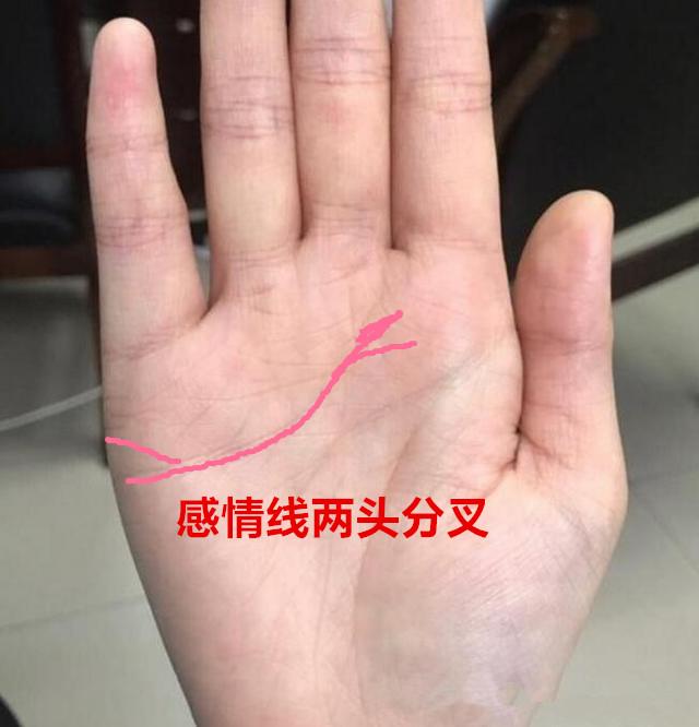 手相这里两头分叉,必有分离,二婚也不消停,一生婚姻两头难