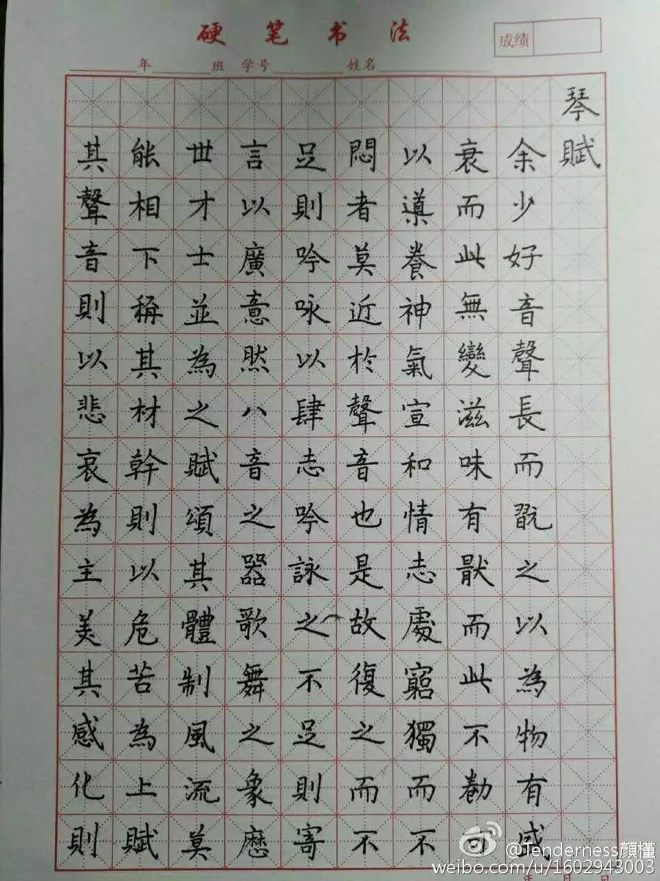 (还是一起练字第一届练字班啊喂),3月底,开始正式和延卿老师学临琴赋