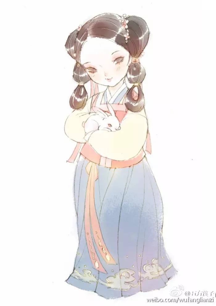 漫画汉服:水彩可爱迷人中国风