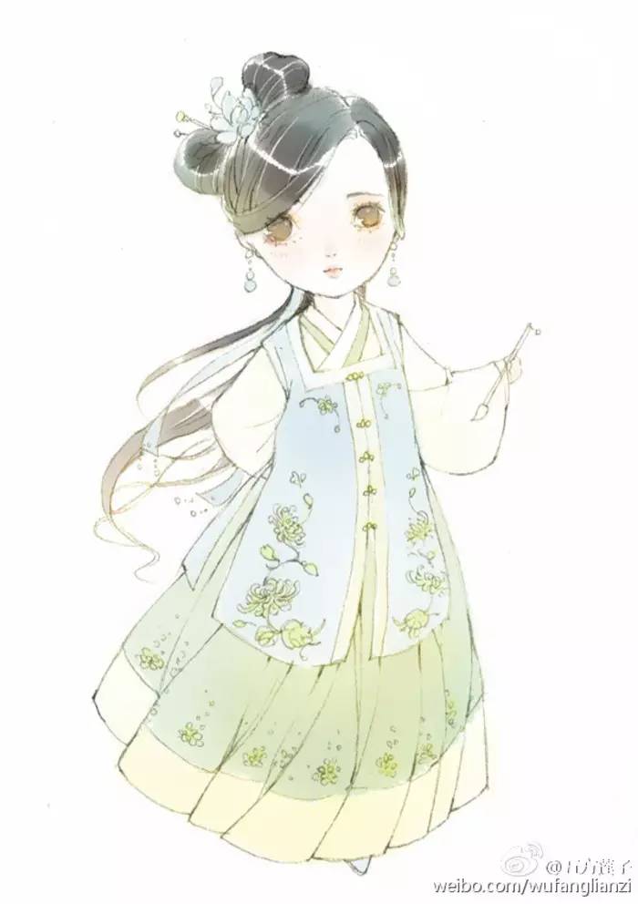 漫画汉服:水彩可爱迷人中国风