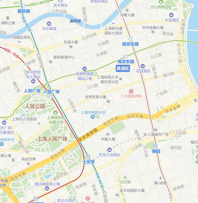 仅限于延安路,西藏路,苏州河,黄浦江合围的区域;地理位置完全属于上海