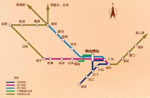 目前从佛山西乘坐高铁动车,可以直达广西,贵州,云南等省区.图片