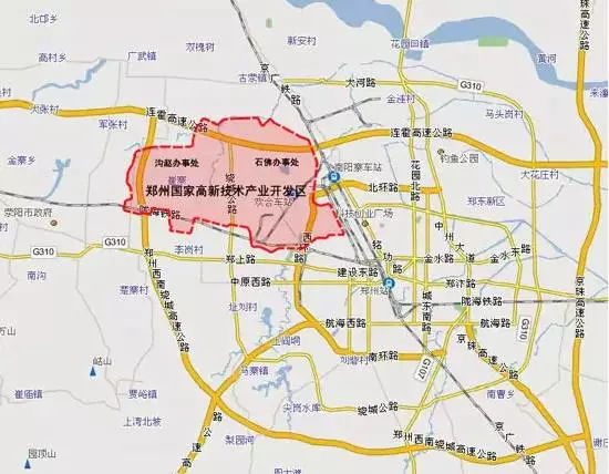 高新区在郑州所处的位置