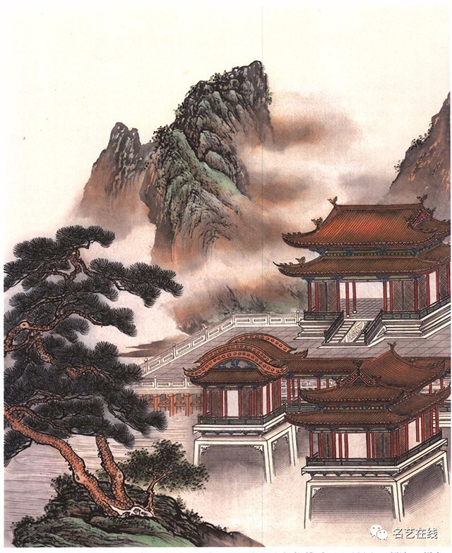 国画技法:楼阁山水工笔画法示范