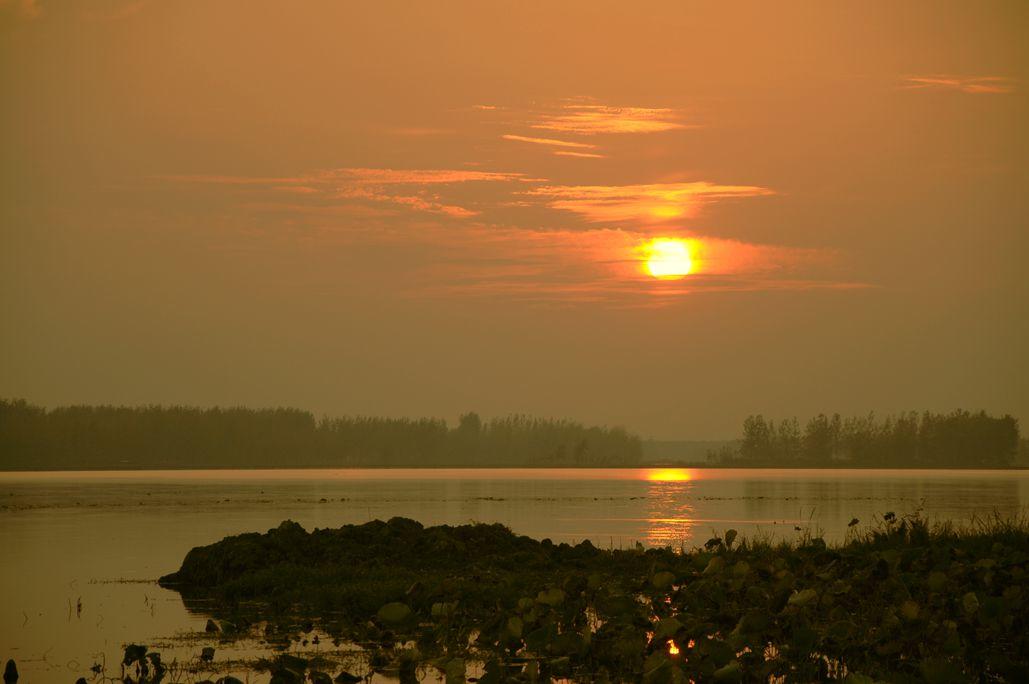 诗意的画卷,夕照宝应湖!