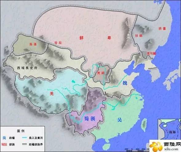 纪元 220 年)前后, 又先后正式宣布黄河 u 字形地区与雁门郡陉岭以北