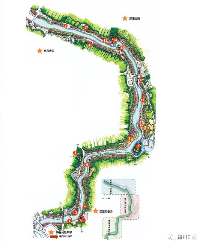 这是未来梅城又一条沿河景观带,沿岸景观规划