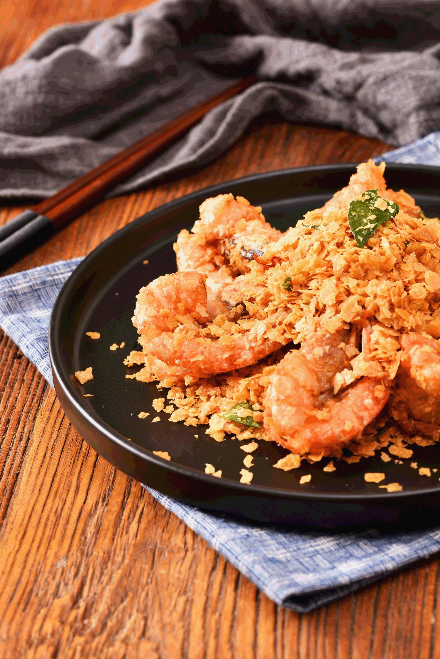 香脆麦片虾 fragrant nestum prawns