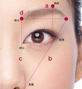 首先,和普通眉毛一样 确定眉头,眉峰,眉尾的位置