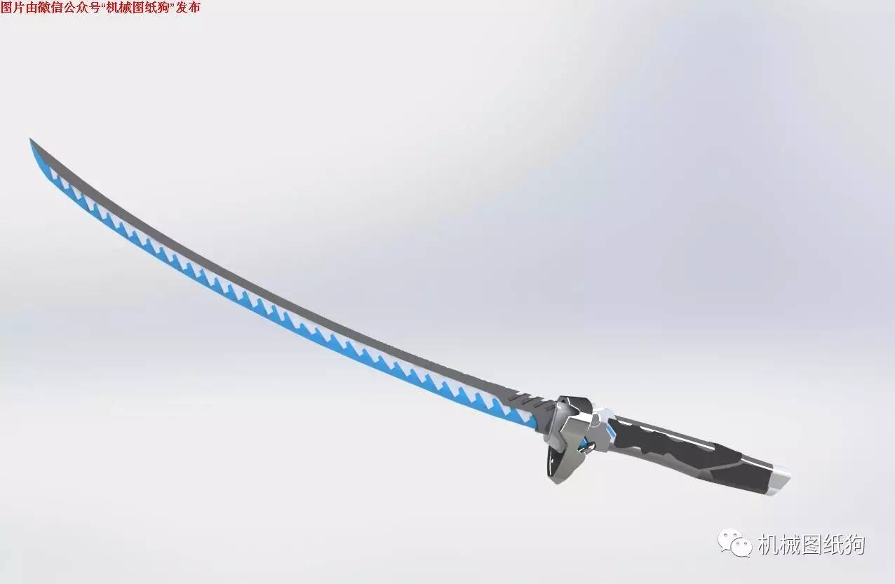 【武器模型】genji日本刀模型3d图纸 solidworks设计