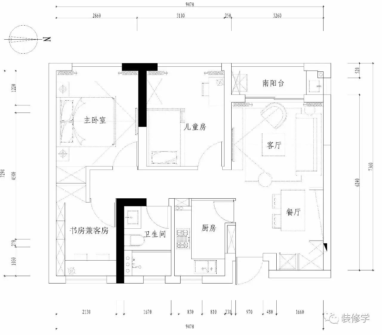 75平紧凑淡蓝3室,厨房用玻璃隔断能行吗.