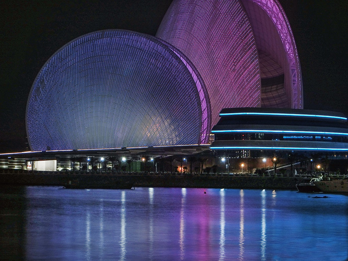 珠海大剧院夜景照明设计,珠海最骄傲的城市地标景观!