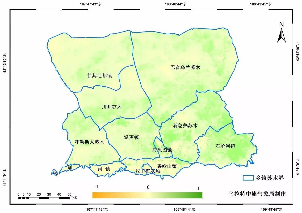 乌拉特中旗8月下旬气象要素,植被遥感监测分析