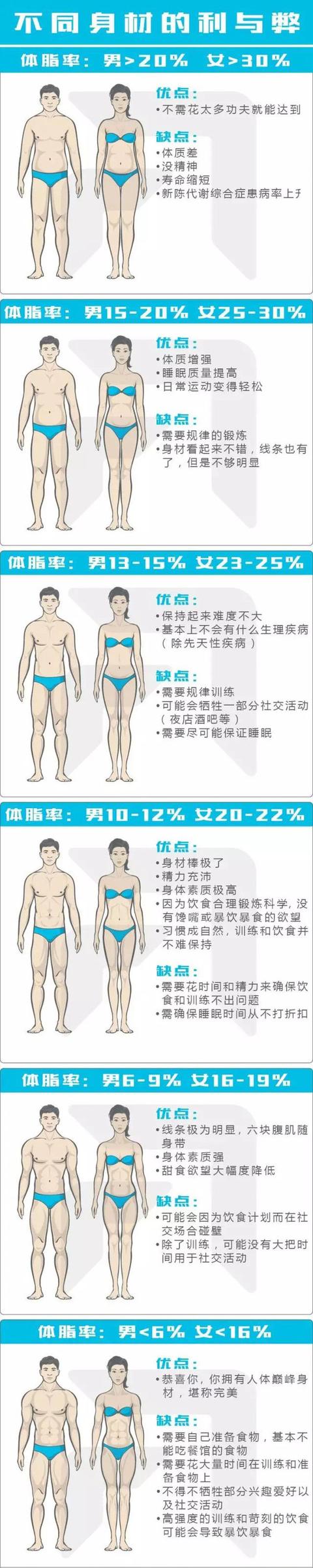 16%~18%全身各部位脂肪就腰腹部较松弛,腹肌不显露.