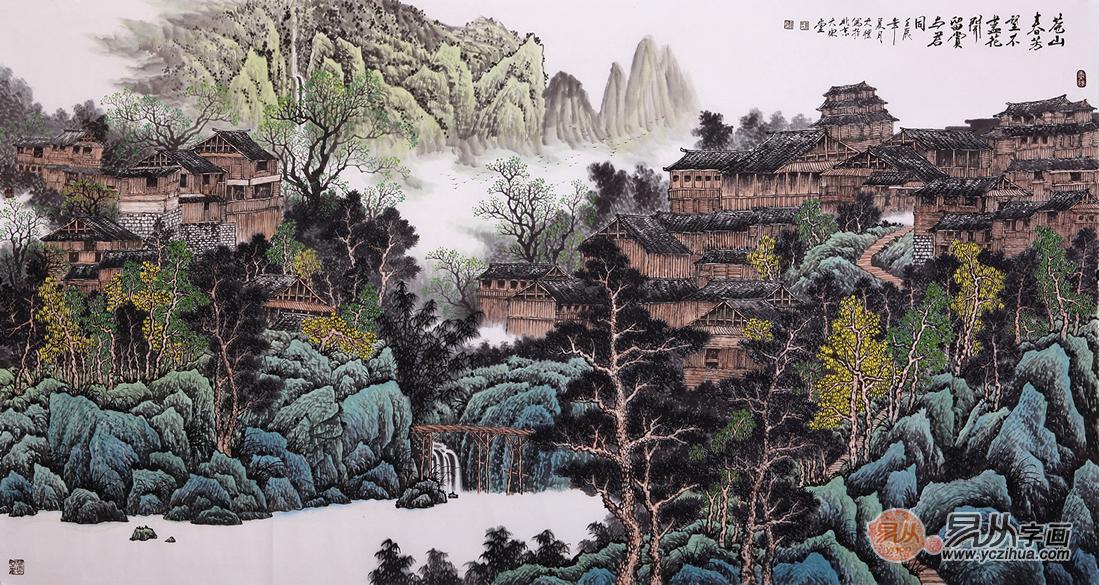 吴大恺六尺横幅山水画《苍山春芳望不尽一》 作品来源:易从网