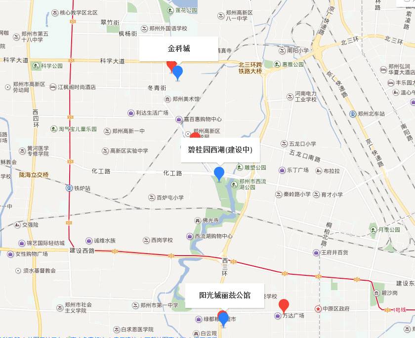 阳光城丽兹公馆在中原区,而碧桂园西湖严格上说是横跨了两个区域,一