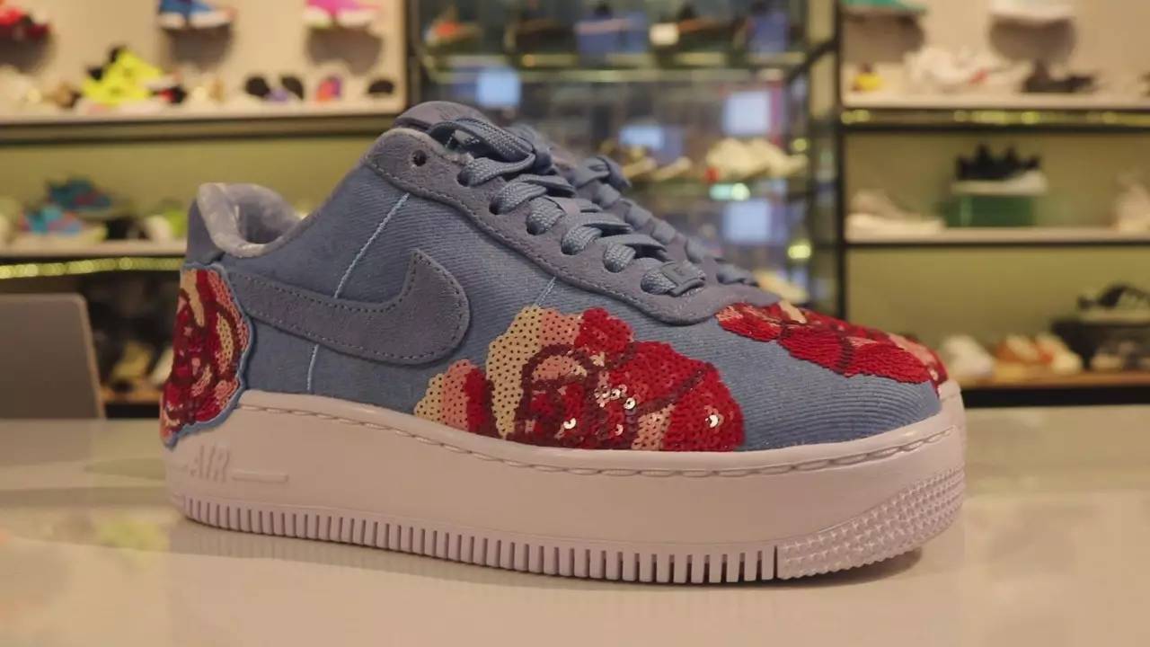 bt开箱一双女鞋头不能错过的刺绣增高af1nikeairforce1floralsequin