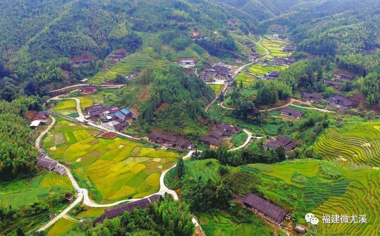 丈漈村鸟瞰 百丈漈(丈漈村),位于尤溪县梅仙镇西北面,尤溪,南平,沙县