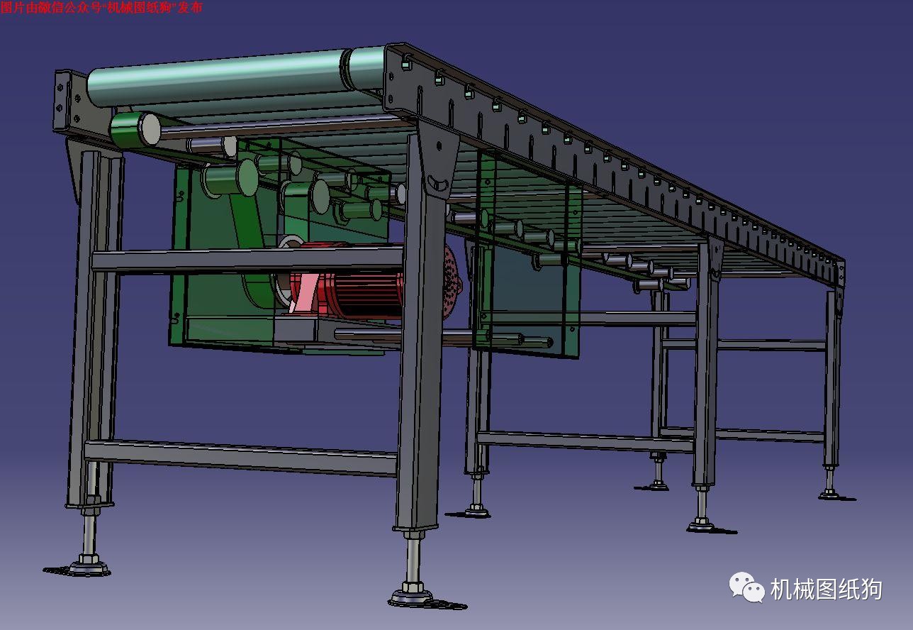 【非标数模】传动滚筒输送机模型3d图纸 catia设计 附